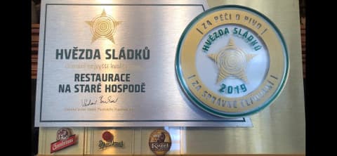 Plaketa Hvězda sládků 2019 udělená restauraci Na staré hospodě